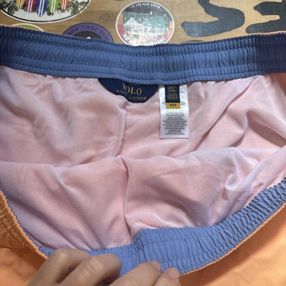 Polo Ralph Lauren‎ Orange Lined Swim Trunks 2XLT B&T Bathing suit Shorts